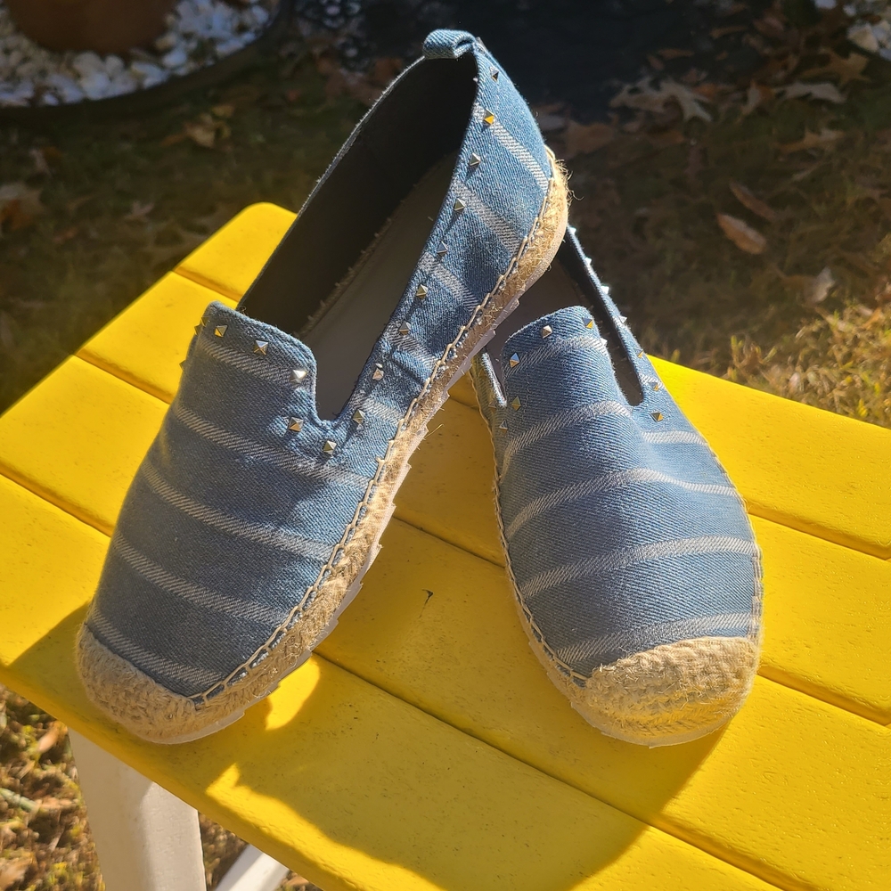 Marc Fisher Blue Striped Espadrilles